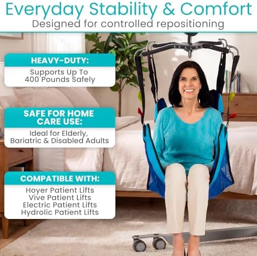 Vive Patient Lift Sling with Opening (400lb Capacity) - Lifting Aid Straps