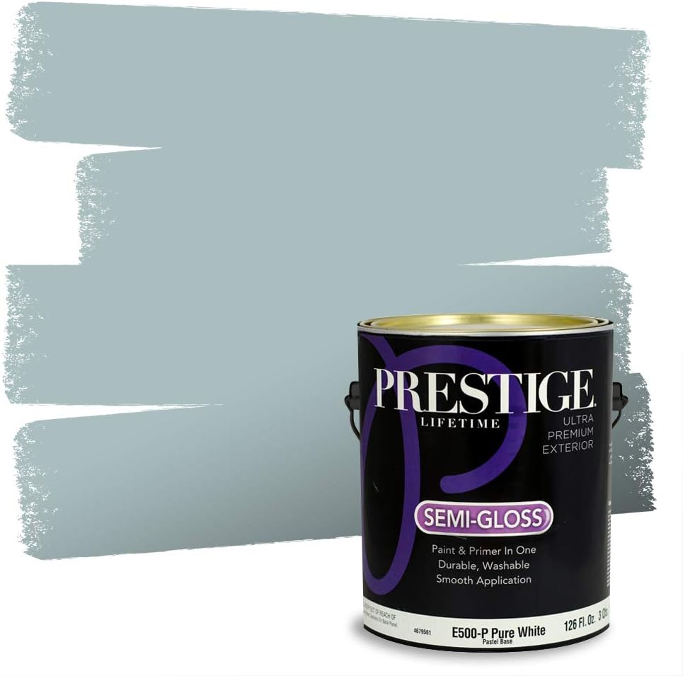 PRESTIGE Paints E100-T-SW6241 Exterior Paint and Primer in One, 1-Gallon, Flat, Comparable Match of Sherwin Williams Aleutian, 1 Gallon, SW18-Aleutian
