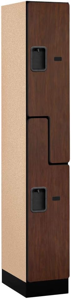 Salsbury Industries 2-Tier S-Style Designer Wood Locker with One Wide Storage Unit, 6-Feet High by 18-Inch Deep, Mahogany
