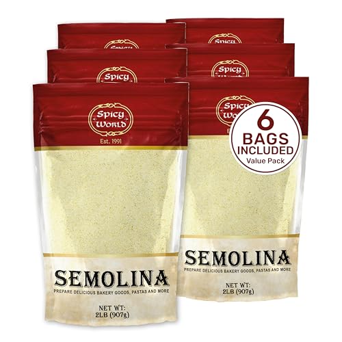 Spicy World Semolina Flour 3 LB (48 Ounce) | USA Grown Semolina for Pizza, for Pasta, and Bread Making | Fine Ground, Bulk Yellow Durum Semola Flour for Pizza Peel