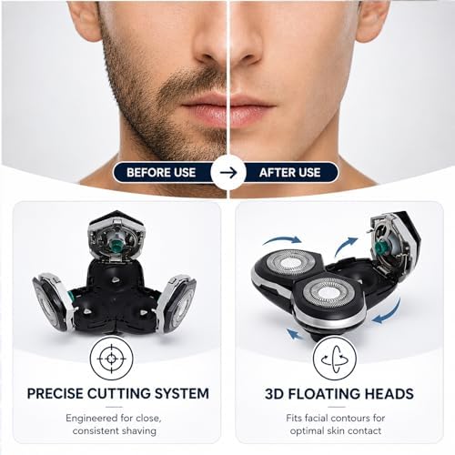 RQ12 Replacement Shaver Head Compatible with Philipss Norelcos RQ11 RQ10 Sensotouch 3D 1260X RQ1250 RQ1295 RQ1180 Arcitec Razor Shaving Unit Triple 3D