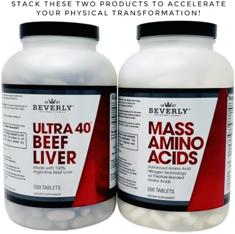 Beverly International Ultra 40 Grass Fed Desiccated Beef Liver, 500 Tabs | 100% Argentine Beef Liver, Golden-Era Secret for Boosting Muscle Growth, Stamina & Performance