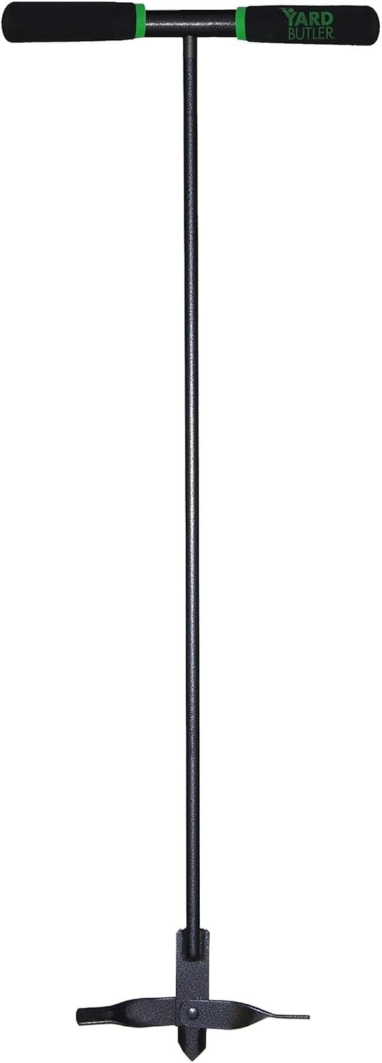 Yard Butler Manual Lawn Coring Aerator, ID-6C - Lawn Care Tool for Aerating - Long-Handled - Power-Coated Steel Construction - Comfortable Cushioned Handles Garden Tool - Easy to Use | Long-Handled Aerator, Powder-Coated Steel Construction, Cushioned Han…