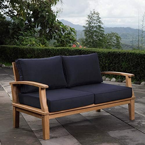 ModwayEEI-1144-NAT-WHI-SETMarina Premium Grade A Teak Wood Outdoor Patio Loveseat Natural White