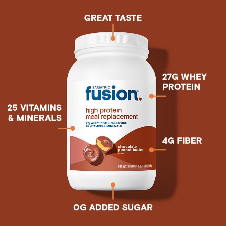 Bariatric Fusion Cappucino Meal Replacement 27g Protein Powder, 21 Serving Tub for Bariatric Surgery Patients Including Gastric Bypass and Sleeve Gastrectomy - No Gluten, Aspartame or Sugar