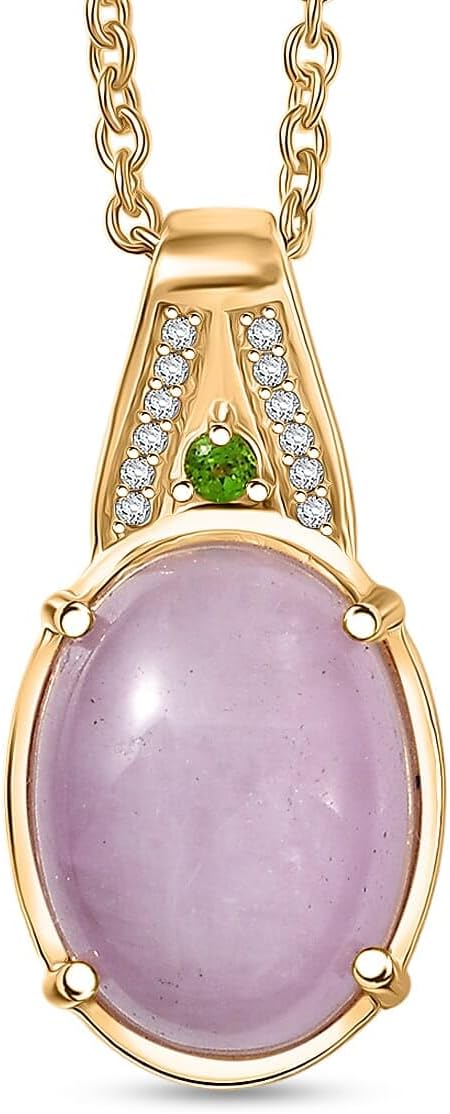 Kunzite Multi Gemstone 6.70 ctw Celestial Orbit Pendant Steel Necklace 20"