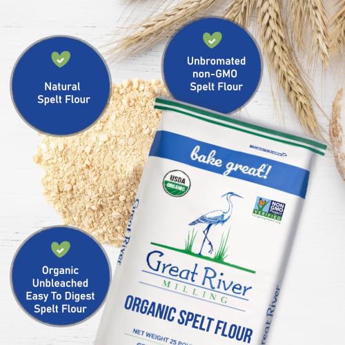 Great River Milling Organic Spelt Flour, Ancient Grain, 25 lb