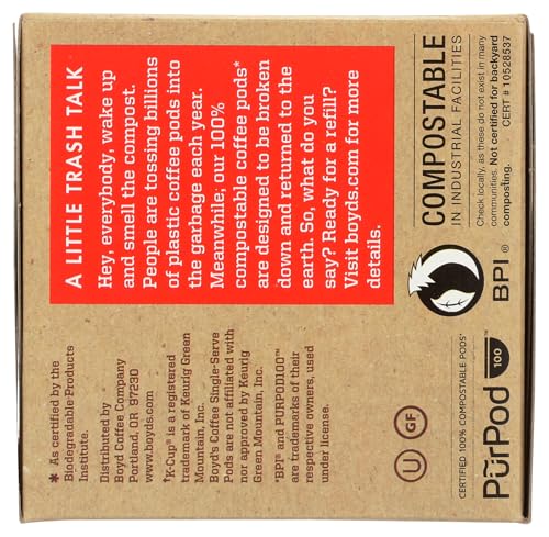 Boyd's Coffee Red Wagon Single Serve, 12 Count | BPI certified, Rainforest Alliance beans, smoky flavor, smooth finish, roasted in Portland, Oregon