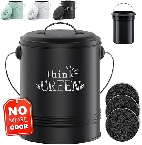 Barnyard Designs 1.2 Gallon Kitchen Counter Compost Bin with Lid (Mint)