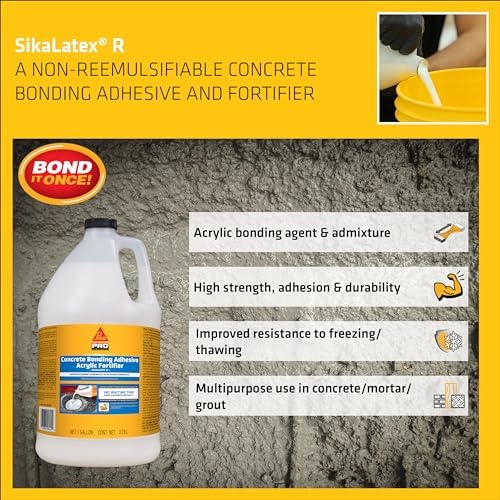 SIKA - SikaLatex R - Concrete Adhesive Glue, White - Admix for Portland-Cement Mortar/Concrete - Resistant to Freezing and thawing Damage - 1-Gallon (Pack of 1)