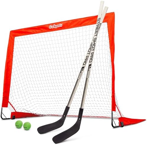 GoSports Street Hockey - Choose Between Goal Set with Sticks, Balls (6 Pack) or Sticks (2 Pack)