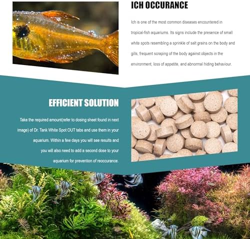 Dr. Tank #12 White Spot Out - Ich Treatment for Freshwater Fish - Eliminates Ick White Spot Disease - Safe for Aquatic Plants - 60 Tablets