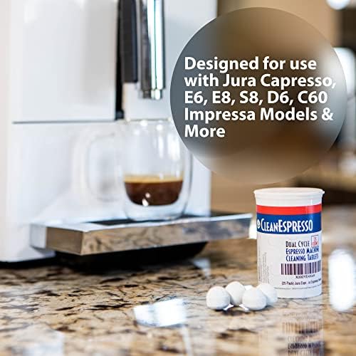 CleanEspresso - 25 Cleaning Tablets Designed For Jura Coffee Machines - 3.5g Dual Cycle Espresso Machine Cleaning Tablets for Jura Espresso Machines
