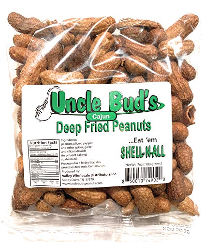 Deep Fried Peanuts | Eat 'Em Shell-n-all | 7 oz. | 2 Pack (Salted and Cajun)