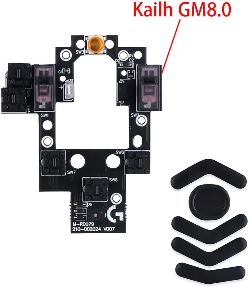HUYUN Mouse Switch Button Micro Switch Board with Mice Feet Sticker Replacement for Logit G604 Wireless Gaming Mouse (D2FC-F-7N 20M)