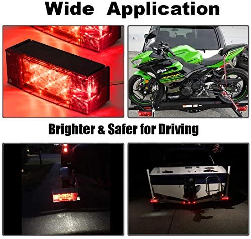 CZC AUTO 2PCS 12V LED Submersible Low Profile Rectangular Trailer Lights, Tail Stop Turn Running Lights Kit, Sealed for Boat Trailer Truck Marine