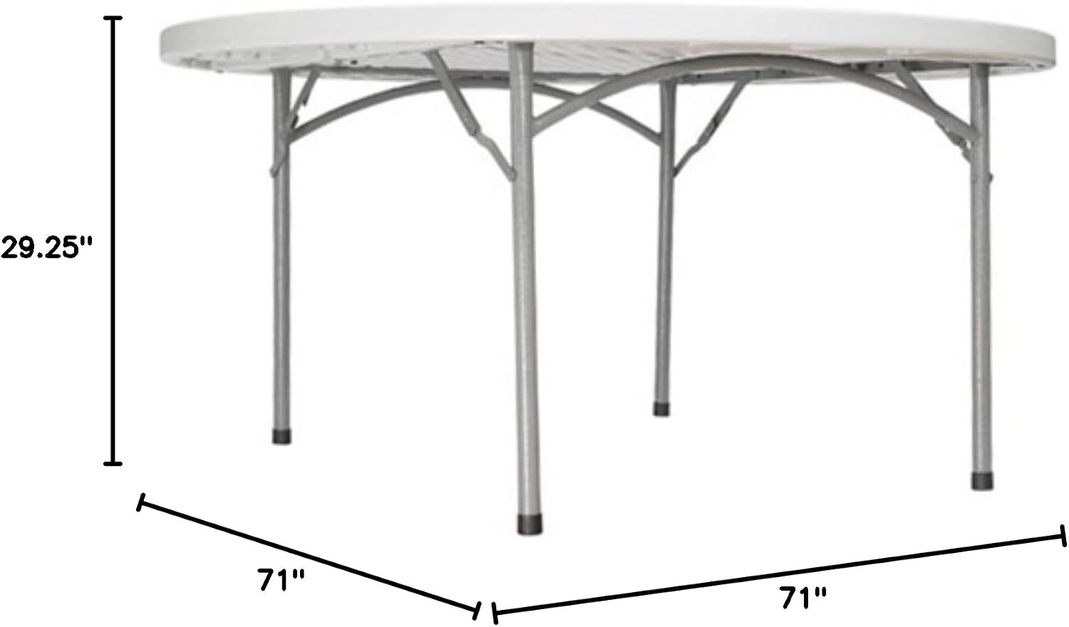 National Public Seating BT-R Series Steel Frame Round Blow Molded Plastic Top Folding Table, 700 lbs Capacity, 71" Diameter x 32" Height