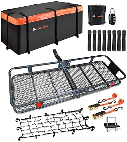 Roof Rack Rooftop Cargo Carrier Basket 65"*39"*6"+Waterproof Bag 20 Cu.Ft. | Roof Basket include Cargo Net with Hooks,Ratchet Straps,Combination Lock|200 Lbs Capacity,Universal Rooftop Large Roof Rack