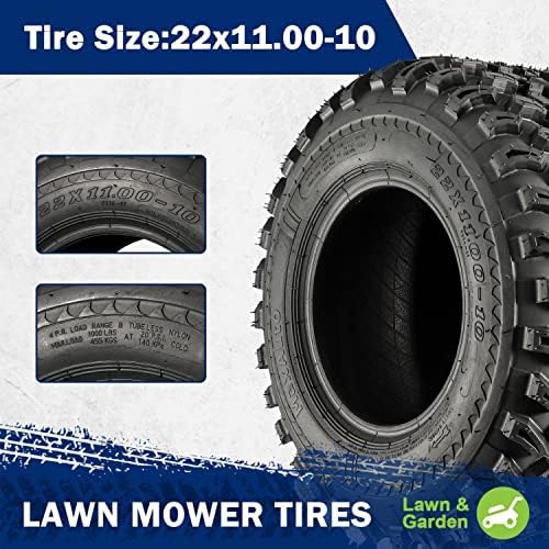 MaxAuto 2pcs 22x11.00-10 Hilly Lawn Tires, 22x11x10 Golf Cart Tires, 4Ply