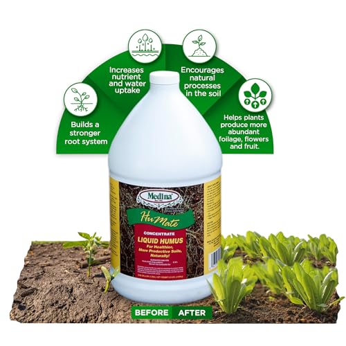 Medina Humate Humic Acid for Plants, 1 Gal, Concentrated Liquid Compost | Humic Acid for Lawn, Enhance Plant Growth, Moisture Retention, Nutrient Absorption, Humates for Soil, Covers 8000 Sq. Ft.