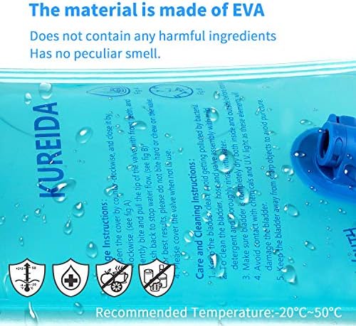 KUREIDA Hydration Bladder 2L-3L, Leak Proof Water Reservoir, BPA Free, Wide Opening