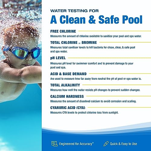 Taylor K-1005 DPD, 9-in-1 Pool Test Kit for Free & Total Chlorine, Bromine, pH, Base Demand, Alkalinity, Calcium Hardness