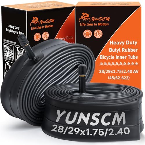 YUNSCM 29" Heavy Duty Bike Tubes 29x1.75/2.40 29 inch Bicycle Tubes for 28/29x1.75/1.95/2.0/2.1/2.125/2.25/2.3/2.40 MTB, Gravel