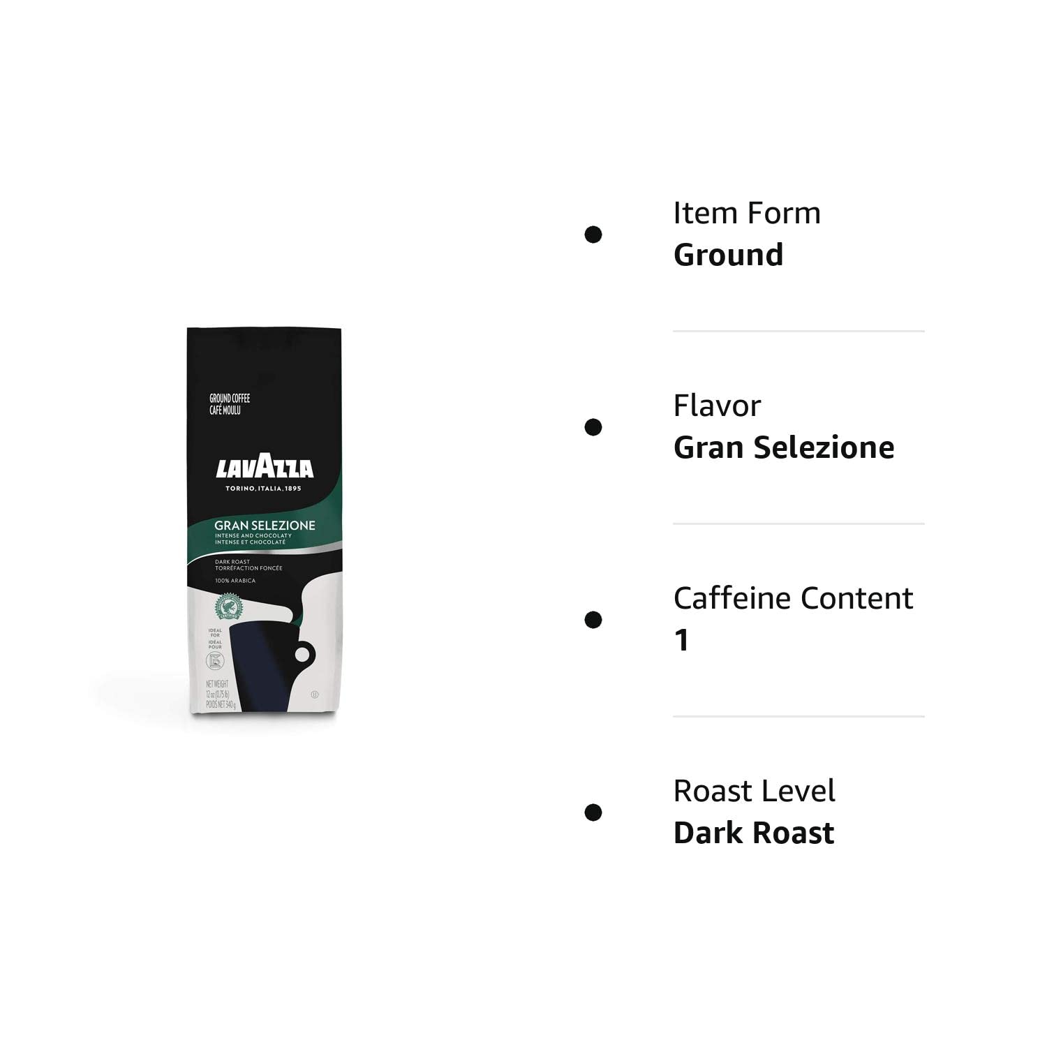 Lavazza Italian Roast Ground Coffee 12oz Bag, Extra Dark Roast (Pack of 1) - Package May Vary