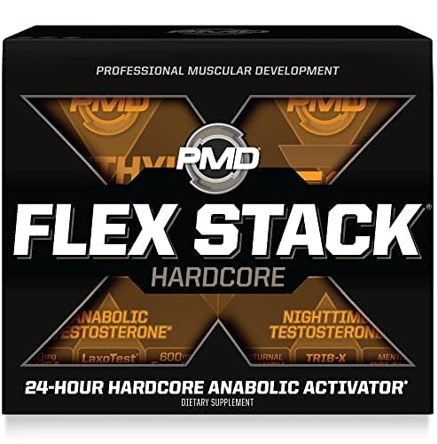 PMD Sports Flex Stack Hardcore 24-Hour Healthy Stack - 90 Capsules | Methyl Andro Hardcore, Z-Test, Increased Muscle Mass Support, Strength Support