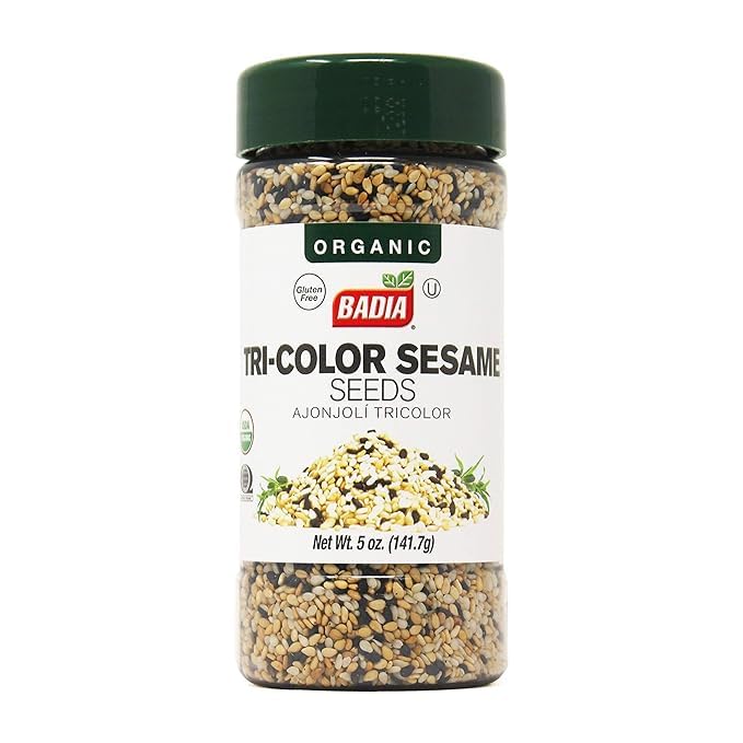 Badia Organic Tri-Color Sesame Seeds 5 oz – Nutty and Crunchy Blend of White, Black & Toasted Sesame Seeds