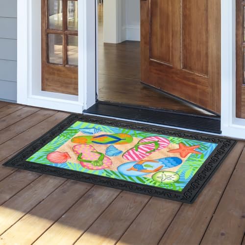 Briarwood Lane Doormat 30x18 Indoor Outdoor Tropical Flip Flops Summer for Summer Doormat