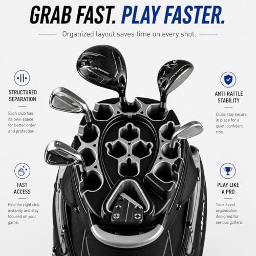 14-Way Golf Cart Bag, Professional Organizer Cart Bag with Anti-Rattle Top