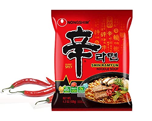 NongShim Shin Ramyun Noodle Soup, Gourmet Spicy, 4.2 Ounce (16 Pack)
