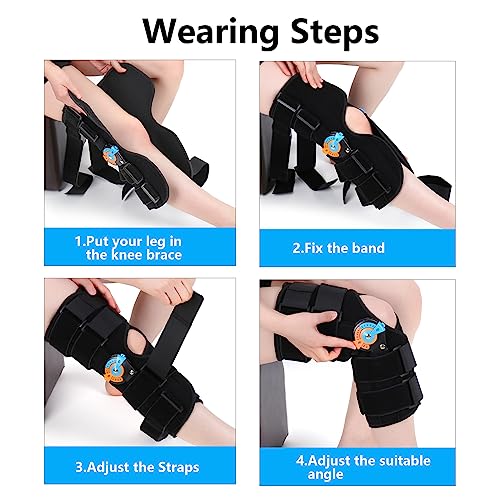 Hinged ROM Knee Braces Adjustable Knee Immobilizer Support for Knee Pain ACL MCL PCL Arthritis Meniscus Tear Post OP Recovery for Men and Women Side
