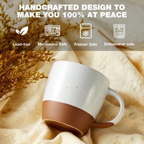 Morandi Color Ceramic Coffee Mugs Set of 6 (Large), 18 oz Coffee Cups with Handle, Latte Mug, Big Mug for Women, Men, Great for Tea Hot Chocolate