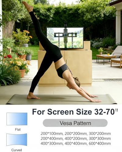 Motorized TV Stand for 32 to 70 inch Screens - Vertical Lift TV Stand with Remote Control, Max VESA 600 * 400（Pulley）