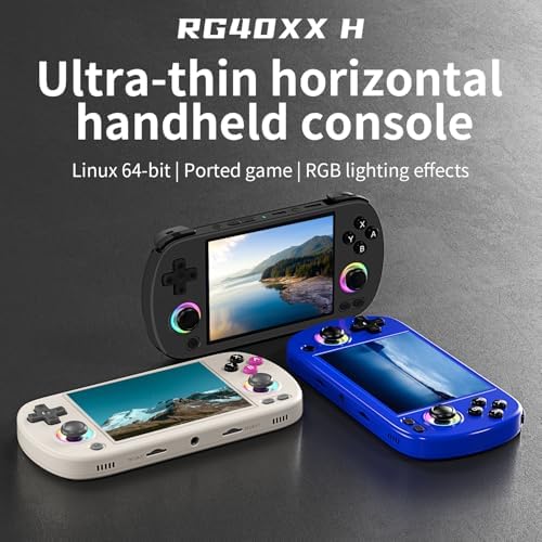 Doriteney RG40XX H Retro Handheld Game Console 4.0-inch IPS Screen Linux System Game Player 64GB Card Preloaded 5000+ Games RGB Lighting 3200mAh Battery RG40XX H-Black