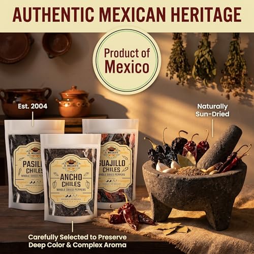 Dried Chile Peppers Variety 3x4oz Ancho Guajillo Pasilla Mexican Chili | Ancho: sweet smoky. Guajillo: fruity. Pasilla: earthy tangy. Whole pods for