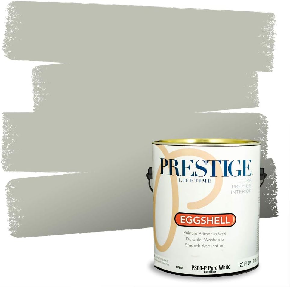 PRESTIGE Paints Exterior Paint and Primer In One, 1-Gallon, Flat, Comparable Match of Sherwin Williams* Coastal Plain*
