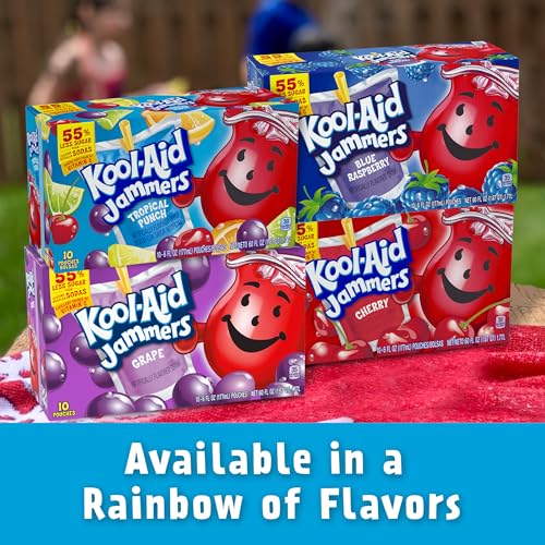 Kool-Aid Drink, 10 ct Box Tropical Punch Flavored, 6 fl oz Pouches | for Flavorful Hydration and Shareable Refreshment Good Source of Vitamin C, Caffeine Free Gluten Free