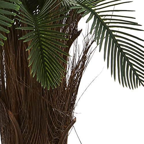 Nearly Natural Artificial, UV Resistant 2’ Cycas Tree (Indoor/Outdoor), Green 28" Dx28 Wx2'H | Premium Realistic-Trunk Voluminous Dark Fronds