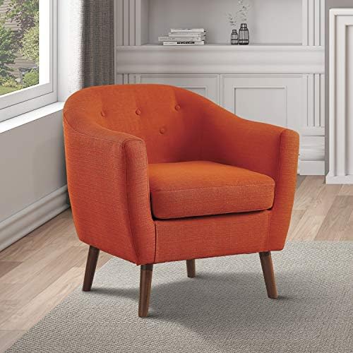 Homelegance Lucille Modern Accent Chair, Upholstered Reading Chair with Button-Tufted Back, Sloped Arms, Removable Seat Cushion Cover and Espresso Wood Legs, for Living Room, Bedroom or Office, Blue