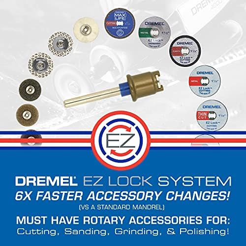 Dremel 160-Piece Rotary Tool Accessory Kit with EZ Lock Technology - 1/8" Shank - Cutting Bits, Polishing Wheel and Compound, Sanding Drums and Sanding Discs (710-08) | EZ Lock technology, cutting, polishing and sanding accessories