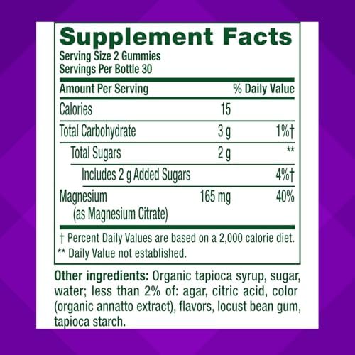 Vitafusion Magnesium Citrate Gummy | 165mg | 60 Gummies | for Adult Women & Men | Orange Vanilla Flavor | Gluten-Free Vitamin Supplement