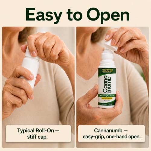 Pain Relief Roll On Topical Analgesic for Adults with Lidocaine – Fast Acting Relief for Knee Pain, Neck