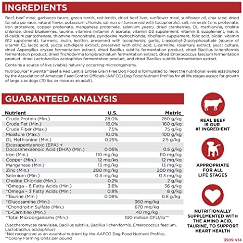 Nutri Source Pure Vita Grain Free Beef & Red Lentils, 25-Pound