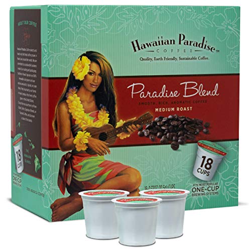 Hawaiian Paradise Coffee Vanilla Macadamia Nut Single Serve Cups 18 Count Medium Roast Sweet Aromatically Flavored - 100% Arabica Beans - Compatible with Keurig K-Cup Brewers