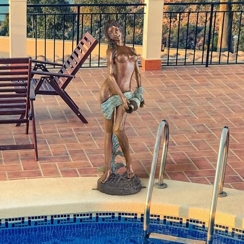 Design Toscano Dione the Divine Greek Water Woman Indoor/Outdoor Garden Statue, Medium, 22 inches tall, Cast Stone Resin, Antique Stone Finish