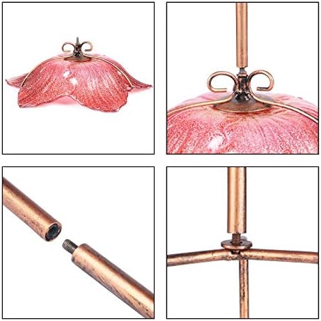 26" Glass Bird Bath, Outdoor Birdbath Bird Feeder Green Flower Metal Stake