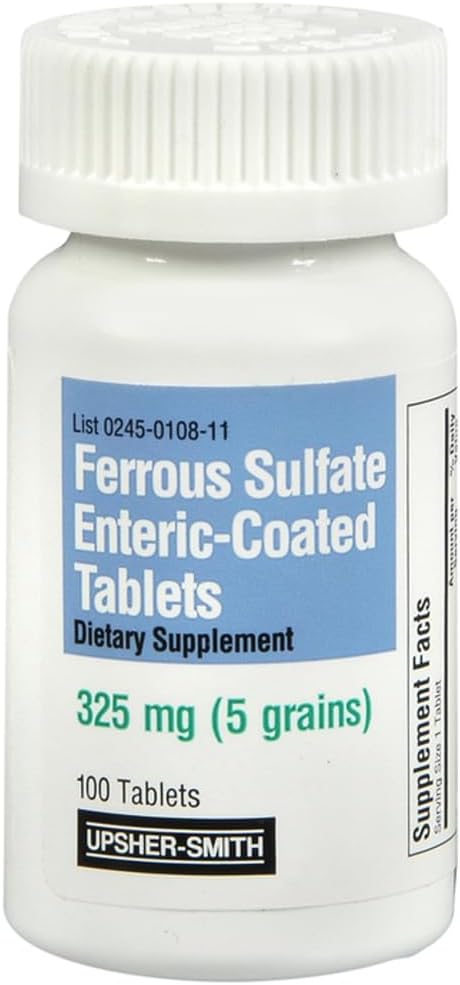 Upsher-Smith Ferrous Sulfate 325 mg - 100 Tablets, Pack of 3
